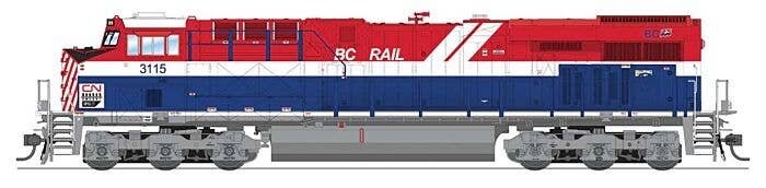 GE ES44AC - Sound and DCC - Paragon4(TM) -- Canadian National 3115 (BC Rail Heritage, red, white, blue), HO, Broadway Limited Im