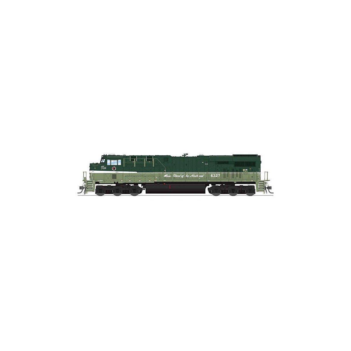 GE ES44AC - Sound and DCC - Paragon4(TM) -- Northern Pacific 6327 (Fantasy Scheme, Loewy 2-Tone Green, Main Street Slog, HO, Bro