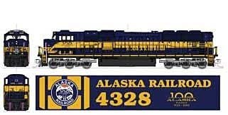 EMD SD70MAC w/Nose Headlight - Sound and DCC -- Alaska Railroad 4328 100 Years (Anniversary, blue, yellow), N, Kato USA Inc 1766