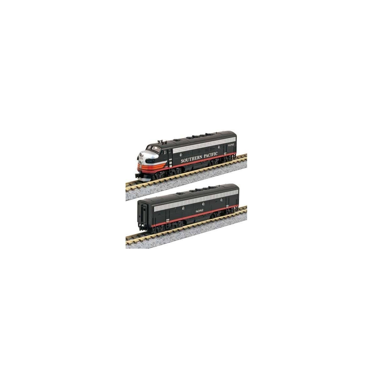 EMD F7 A-B Set - DCC -- Southern Pacific 6182, 8082 (Black Widow, black, silver, red, orange), N, Kato USA Inc 1060427DCC