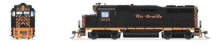 EMD GP30 Low Nose - Standard DC - Stealth -- Denver & Rio Grande Western 3018 (black, Aspen Gold, Small Flying Grande), HO, Broa