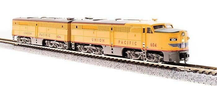 Alco PA Powered A-Unpowered B Set - Sound and DCC - Paragon3(TM) -- Union Pacific 604, 604B (Armour Yellow, gray), N, Broadway L