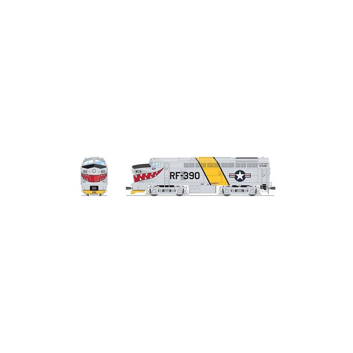 Baldwin RF16A Sharknose A - Sound & DCC - Paragon4(TM) -- US Air Force RF-390 (Fantasy Scheme, gray, yellow, red Mouth w/Teeth),