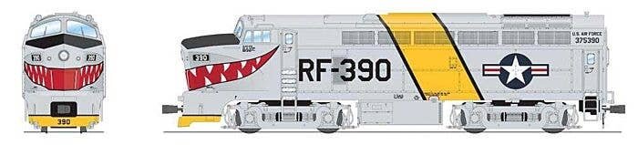 Baldwin RF16A Sharknose A - Sound & DCC - Paragon4(TM) -- US Air Force RF-390 (Fantasy Scheme, gray, yellow, red Mouth w/Teeth),