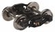Sprung Plastic Trucks w/33′ Metal RP-25 Wheels & Axles -- T-Section Bettendorf - 1 Pair, HO, WalthersProto 2007