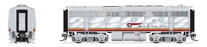 EMD F3B - Sound and DCC - Paragon4(TM) -- Santa Fe 28B (1960s, Warbonnet, silver, red), HO, Broadway Limited Imports 8168