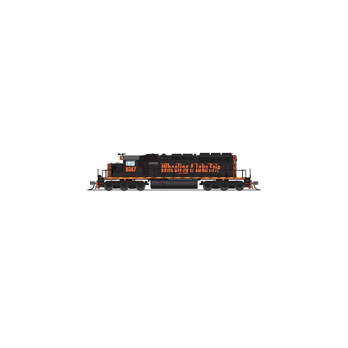 EMD SD40-2 Low Nose - Sound and DCC - Paragon4 -- Wheeling & Lake Erie 6347 (black, orange, Speed Lettering), N, Broadway Limite