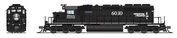 EMD SD40-2 Low-Nose - Sound and DCC - Paragon4(TM) -- Illinois Central 6257 (black, white, Operation Lifesaver), N, Broadway Lim