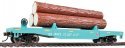 Log Dump Car with 3 Logs - Ready to Run -- Union Pacific 14972 (MOW Scheme green, yellow Conspi, HO, WalthersTrainline 1773
