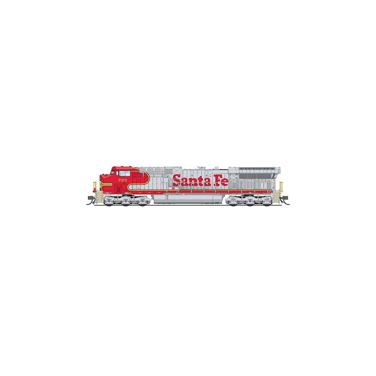 GE AC6000CW - Sound & DCC - Paragon4(TM) -- Santa Fe 723 (Fantasy, Warbonnet, silver, red), N, Broadway Limited Imports 8586