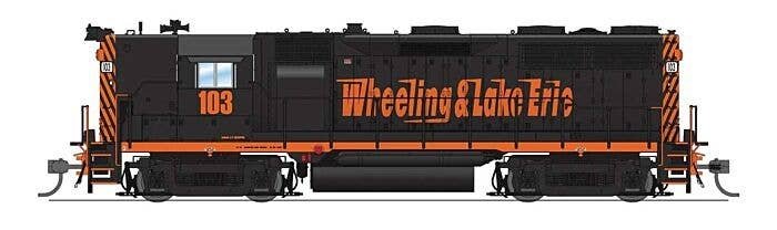 EMD GP35 High Nose - Standard DC - Stealth -- Wheeling & Lake Erie 105 (black, orange, Speed Lettering), HO, Broadway Limited Im