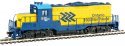 EMD GP9M - Standard DC -- Ontario Northland 1600 (yellow, blue Chevrons Logo), HO, WalthersTrainline 456