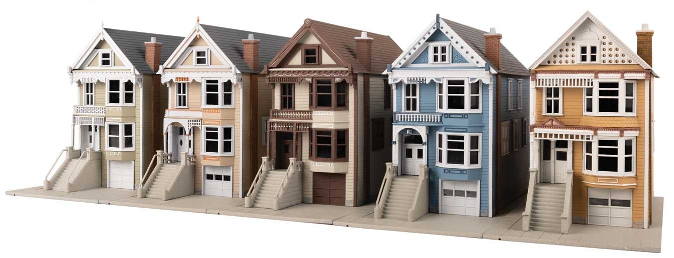 Victorian House 5-Kit Set -- One Each: Kavanaugh, Queen Ann, Steiner, Painted Lady, Gingerbread, HO, WalthersTrainline B950