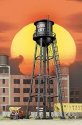 City Water Tower - Built-ups -- Assembled - Black - 3-3/4 x 3-3/4 x 11′ 9.3 x 9.3 x 27.5cm, HO, Walthers Cornerstone 2825