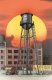City Water Tower - Built-ups -- Assembled - Black - 3-3/4 x 3-3/4 x 11′ 9.3 x 9.3 x 27.5cm, HO, Walthers Cornerstone 2825