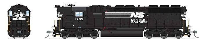EMD SD45 High-Nose - Standard DC - Stealth -- Norfolk Southern 1766 (black, white), HO, Broadway Limited Imports 9005