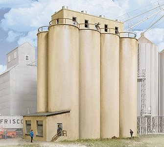 Modern Grain Head House w/Silos -- Kit - 9-1/2 x 5 x 11′ 24.1 x 12.7 x 27.9cm, HO, Walthers Cornerstone 2942