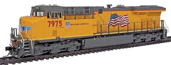 GE ES44AC w/DCC -- Union Pacific (Armour Yellow, gray, US Flag, Building America Logo), HO, Intermountain Railway Company 49741