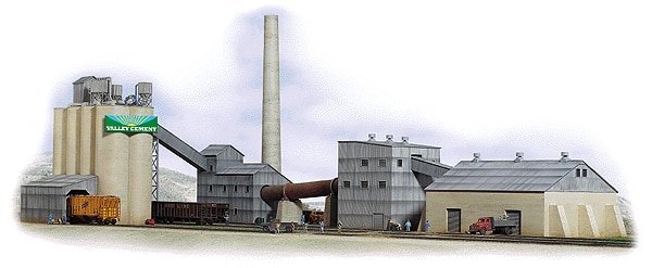 Valley Cement Plant -- Kit - Overall Complex Measures: 40-1/2 x 23-1/4 x 11.5′ 102.8 x 59 x, HO, Walthers Cornerstone 3098