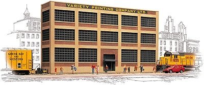 Variety Printing Background Building -- Kit - 12-1/4 x 2-3/4 x 6-11/16′ 30.6 x 6.8 x 16.7cm, HO, Walthers Cornerstone 3161