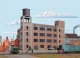 River City Textiles Background Building -- Kit - 12-7/8 x 2-3/8 x 11-1/8′ 32.1 x 5.9 x 27.8, HO, Walthers Cornerstone 3178
