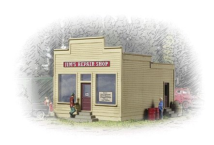 Jim`s Repair Shop -- Kit - 2-3/4 x 1-3/4 x 1-3/4` 6.8 x 4.3 x 4.3cm, N, Walthers Cornerstone 3229