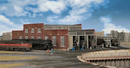 Modern Roundhouse 3 Add-On Stalls -- Kit - 10-13/16 x 3-15/16′ 27.4 x 10cm Stall Width at Re, N, Walthers Cornerstone 3261
