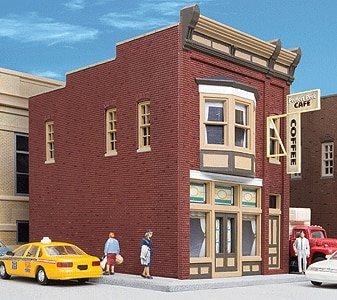 Perfect Perk Cafe -- Kit - 3-1/8 x 5-1/2 x 4-1/2′ 7.9 x 13.9 x 11.4cm, HO, Walthers Cornerstone 3468
