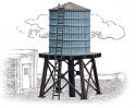 Wooden Water Tank pkg(3) -- Kit - Each: 4 x 2-3/8′ 10.1 x 6cm, HO, Walthers Cornerstone 3507