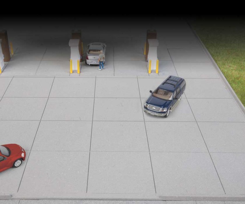 Gas Station Concrete Parking Lot -- Kit - Set of 2 sections Each: 10-7/16 x 5-1/4′ 26.6 x 1, HO, Walthers Cornerstone 3540