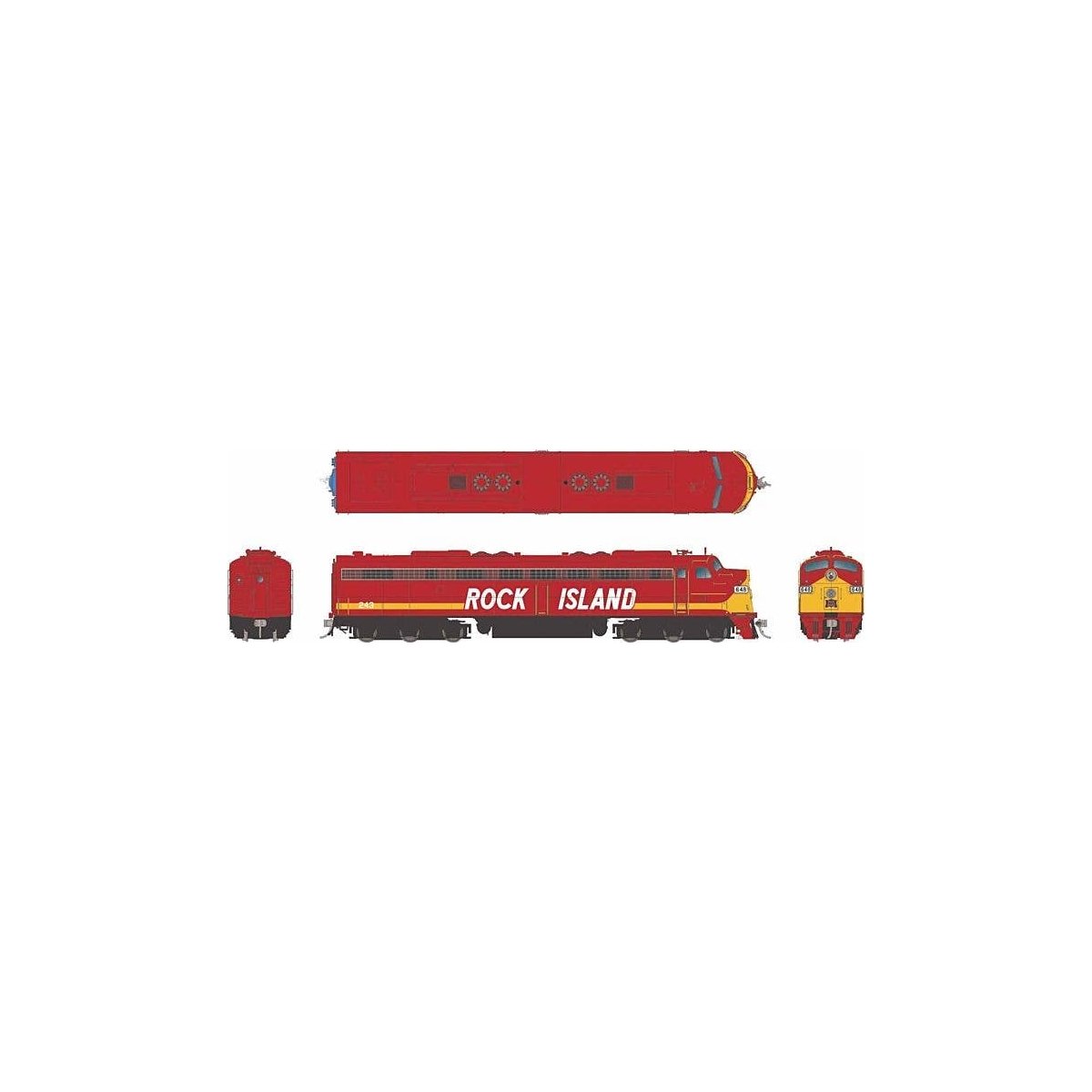 EMD E8A - Standard DC -- Rock Island 658 (red, yellow, white), HO, Rapido Trains Inc 28093