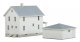 Two-Story House with Garage -- Kit - 5 x 2-1/2 x 4-1/16 12.7 x 6.3 x 10.3cm, HO, Walthers Cornerstone 3792