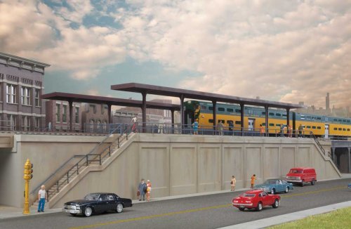 Elevated Commuter Station -- Kit - 20-1/2 x 6-7/8 x 4-11/16′ 52 x 17.4 x 11.9cm, HO, Walthers Cornerstone 4563