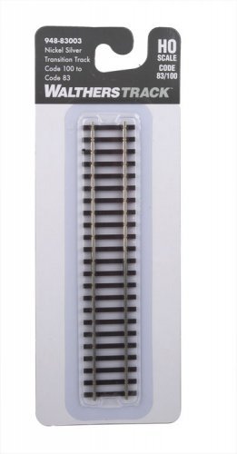 Nickel Silver Transition Track -- Code 100 to Code 83 - 6′ 15.3 cm Long, HO, WalthersTrack 83003