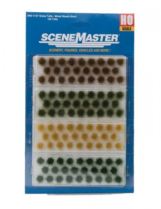 Short Mixed Weed Tufts pkg(104) -- Height: 1/4′ .6cm, HO, Walthers SceneMaster 1137
