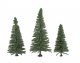 Fir Trees pkg(9) -- 3-1/8 to 4-3/4′ 8 to 12cm Tall w/Flat Base, HO, Walthers SceneMaster 1160