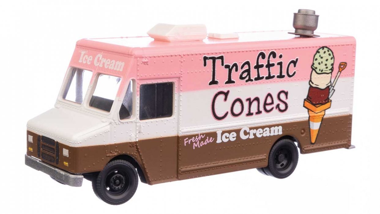 Morgan Olson(R) Route Star Van -- Traffic Cones Ice Cream Food Truck, HO, Walthers SceneMaster 12108