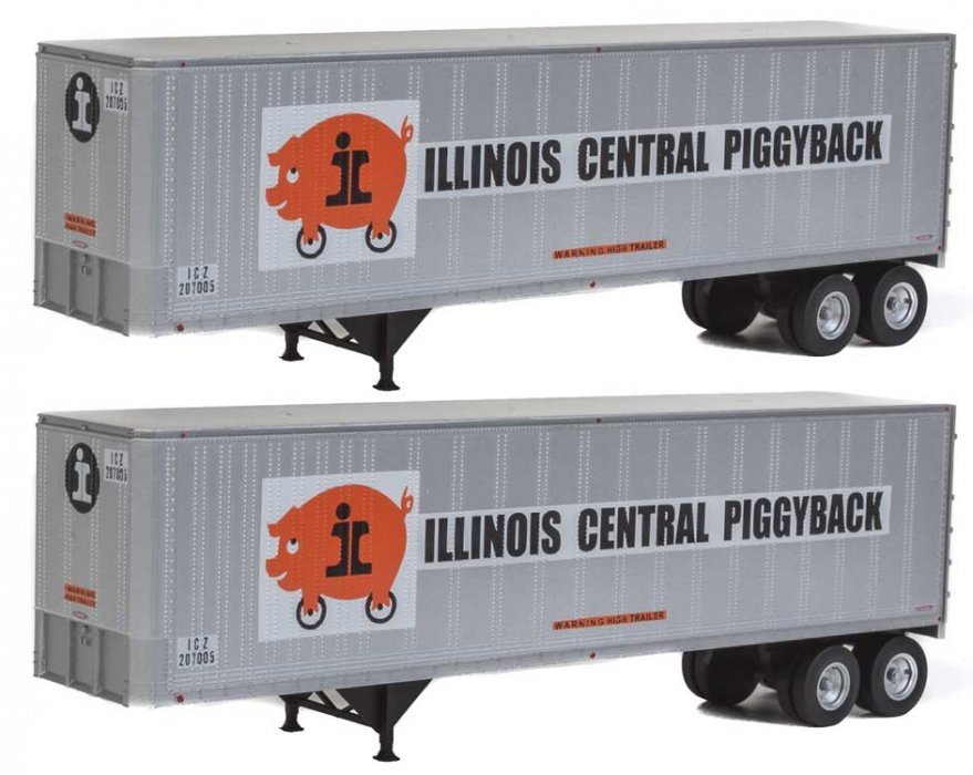 40′ Trailmobile Trailer 2-Pack- Assembled -- Illinois Central, HO, Walthers SceneMaster 2506
