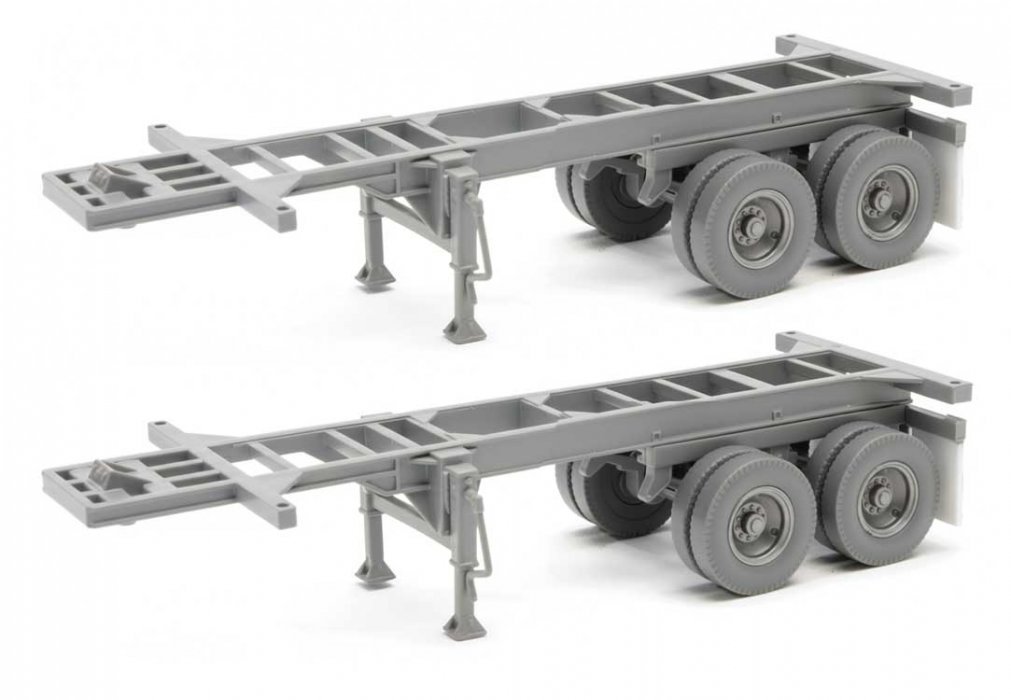 20′ Container Chassis (2-Pack) -- Undecorated, HO, Walthers SceneMaster 4500