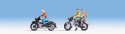 Motorcyclists -- 3 Riders and 2 Bikes, HO, Walthers SceneMaster 6061