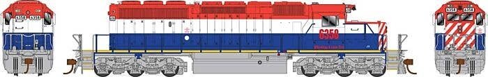 GMD SD40-2 - Standard DC - Executive Line -- Wheeling & Lake Erie 6358 (Relettered Ex-BCOL, red, white, blue), HO, Bowser Manufa