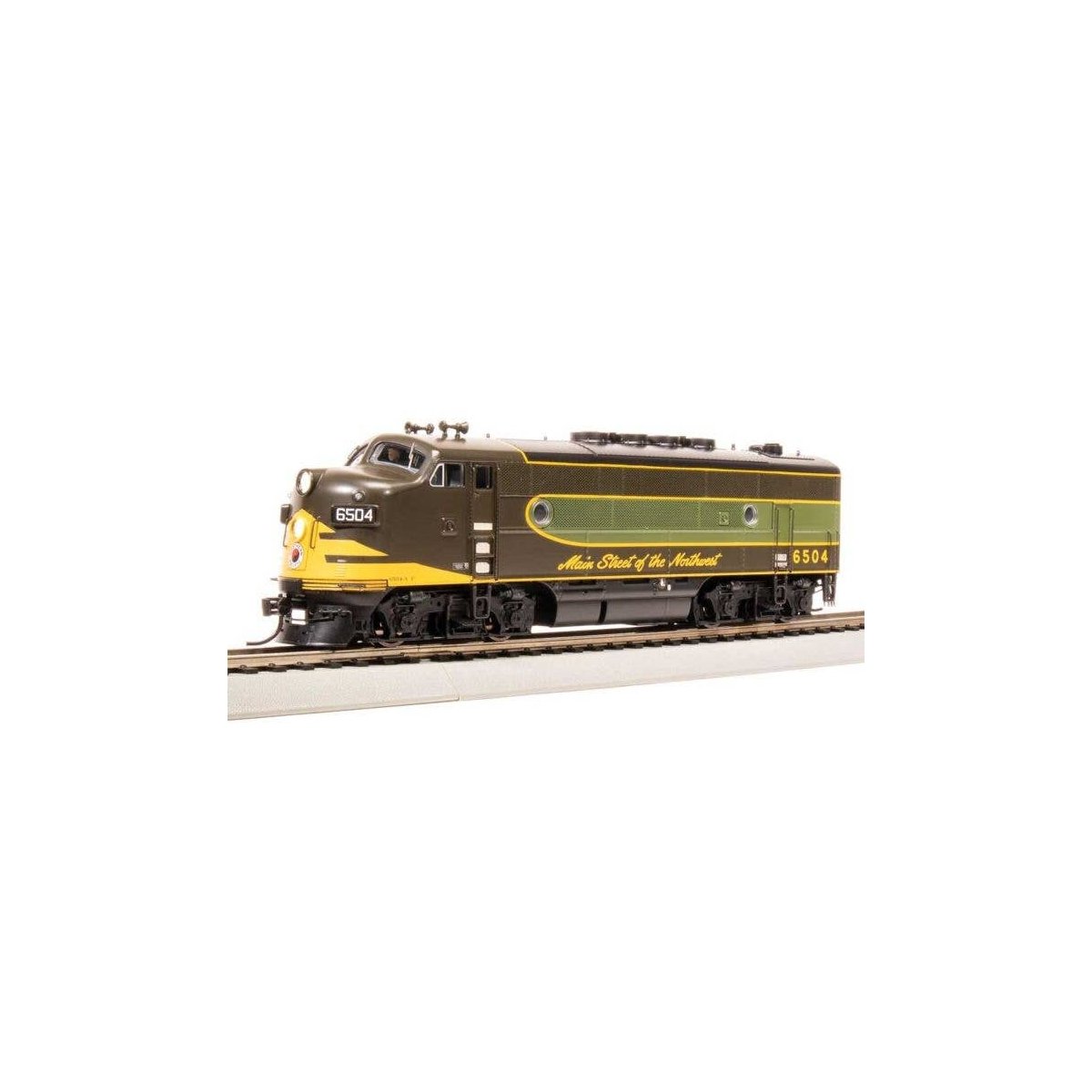 EMD F3A - Standard DC - Stealth -- Northern Pacific 6504A (Streamliner Scheme, green, yellow), HO, Broadway Limited Imports 8338