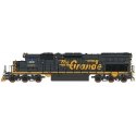 EMD SD40T-2 Tunnel Motor w/DCC -- Denver & Rio Grande Western (black, Aspen Gold, Large Flying Grande), HO, Intermountain Railwa