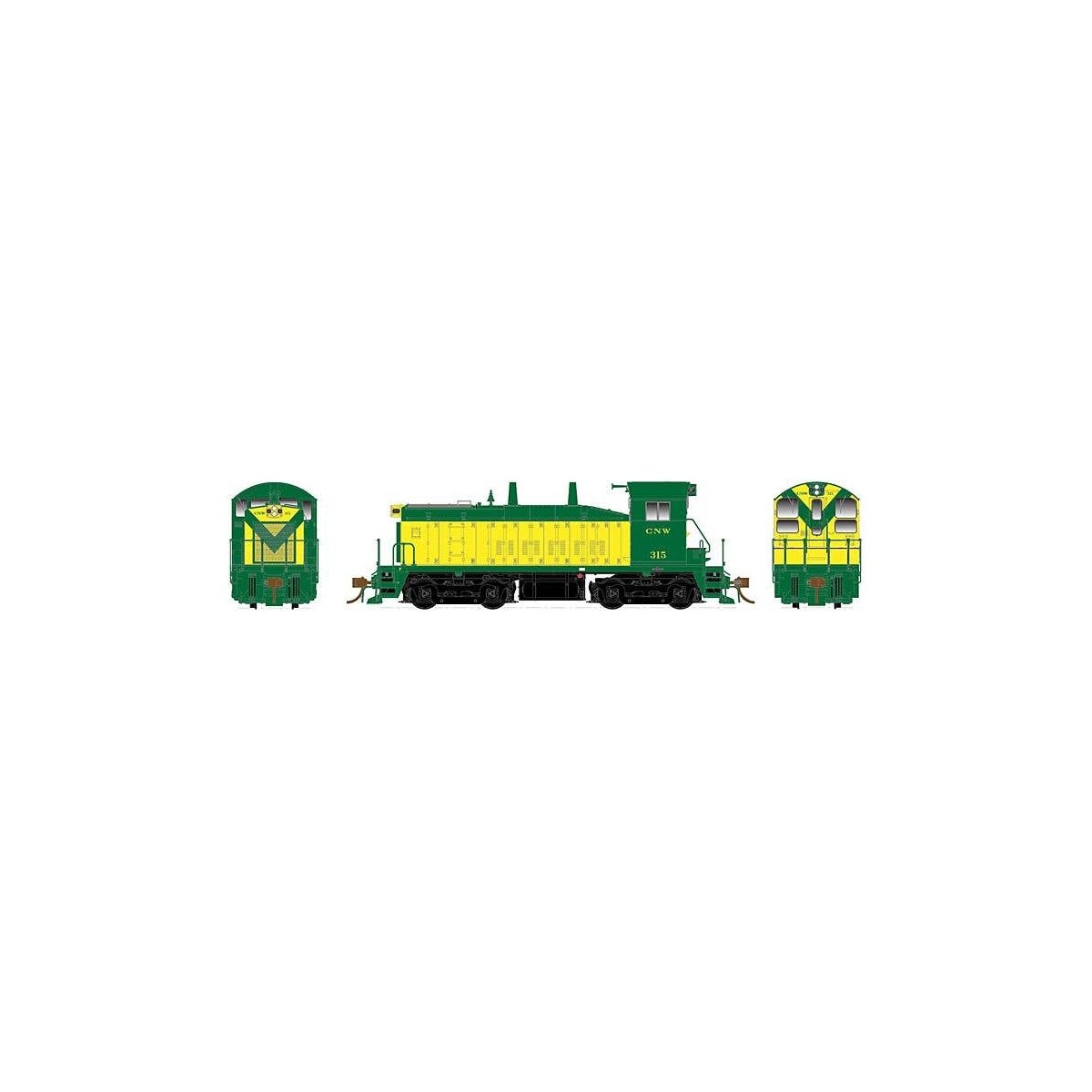 EMD-GMD SW1200 - Standard DC -- Chicago & North Western 313 (yellow, green), HO, Rapido Trains Inc 27007