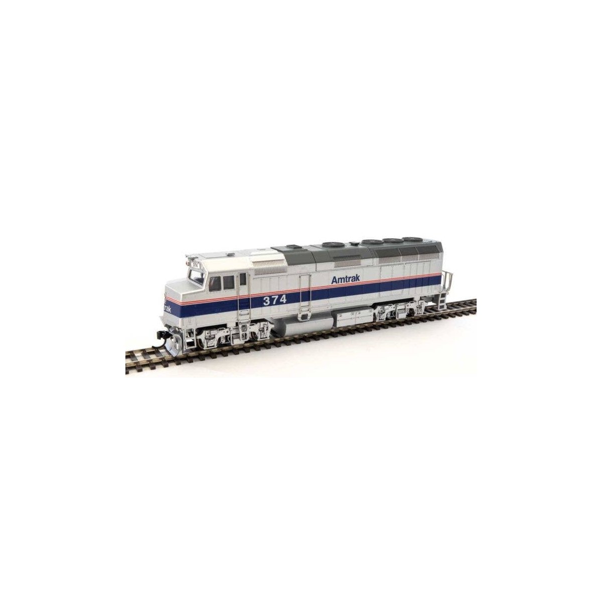 EMD F40PH - ESU Sound and DCC -- Amtrak(R) 374 (Phase IV silver, Wide Blue, Thin Red, White Stripes), HO, WalthersMainline 19467