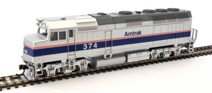 EMD F40PH - ESU Sound and DCC -- Amtrak(R) 374 (Phase IV silver, Wide Blue, Thin Red, White Stripes), HO, WalthersMainline 19467