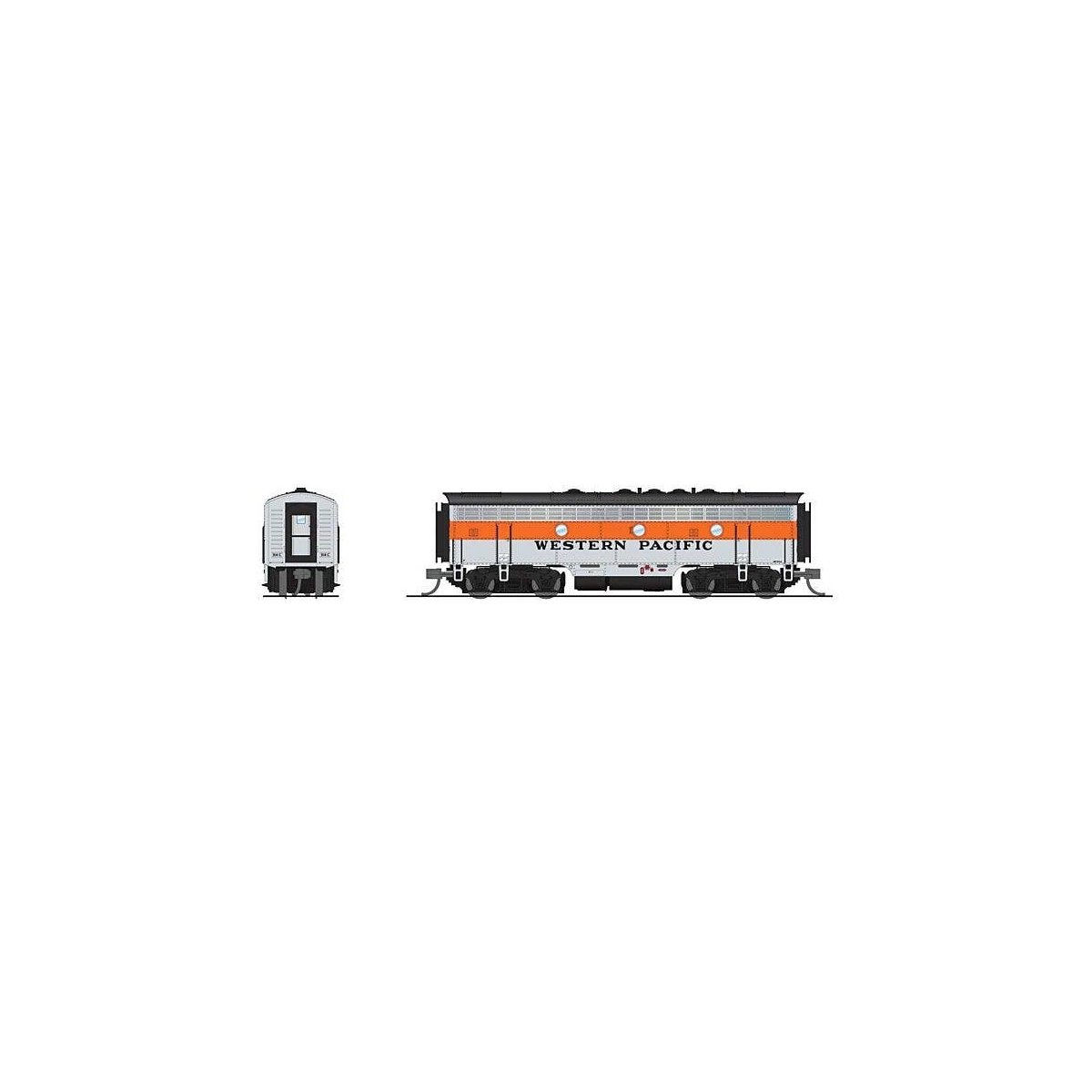 EMD F7B - Standard DC - Stealth -- Western Pacific 916-A (silver, orange, black), N, Broadway Limited Imports 9286