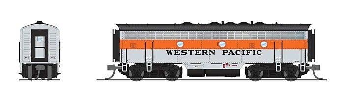 EMD F7B - Standard DC - Stealth -- Western Pacific 916-A (silver, orange, black), N, Broadway Limited Imports 9286