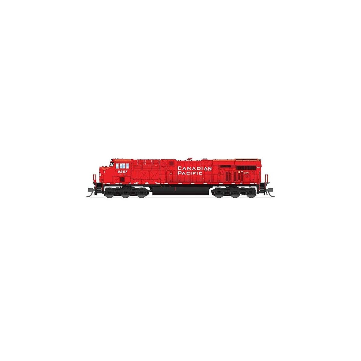 GE ES44AC - Standard DC - Stealth -- Canadian Pacific 9357 (red, black, white, No Logo), N, Broadway Limited Imports 8632