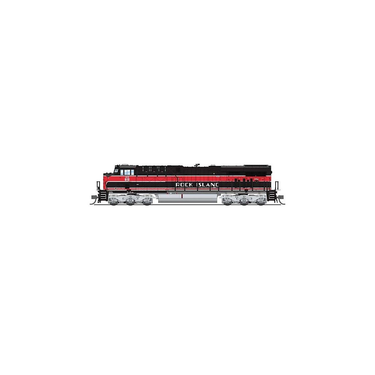 GE ES44AC - Standard DC - Stealth -- Iowa Interstate 513 (Rock Island Heritage, black, red, white), N, Broadway Limited Imports 